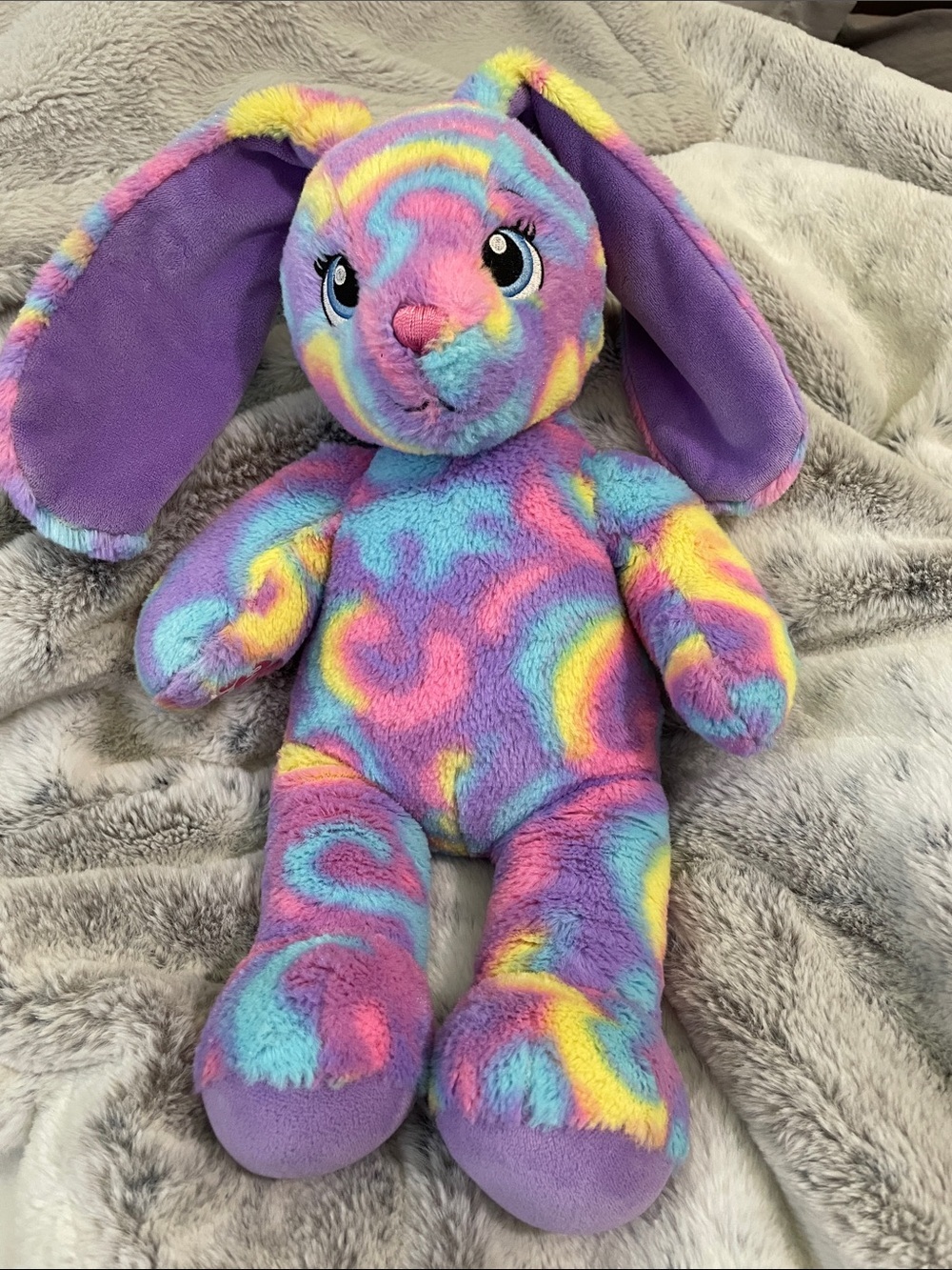 Build-A-Bear Spring Splash Swirl Bunny - Rainbow Tie-Dye Plush 16"